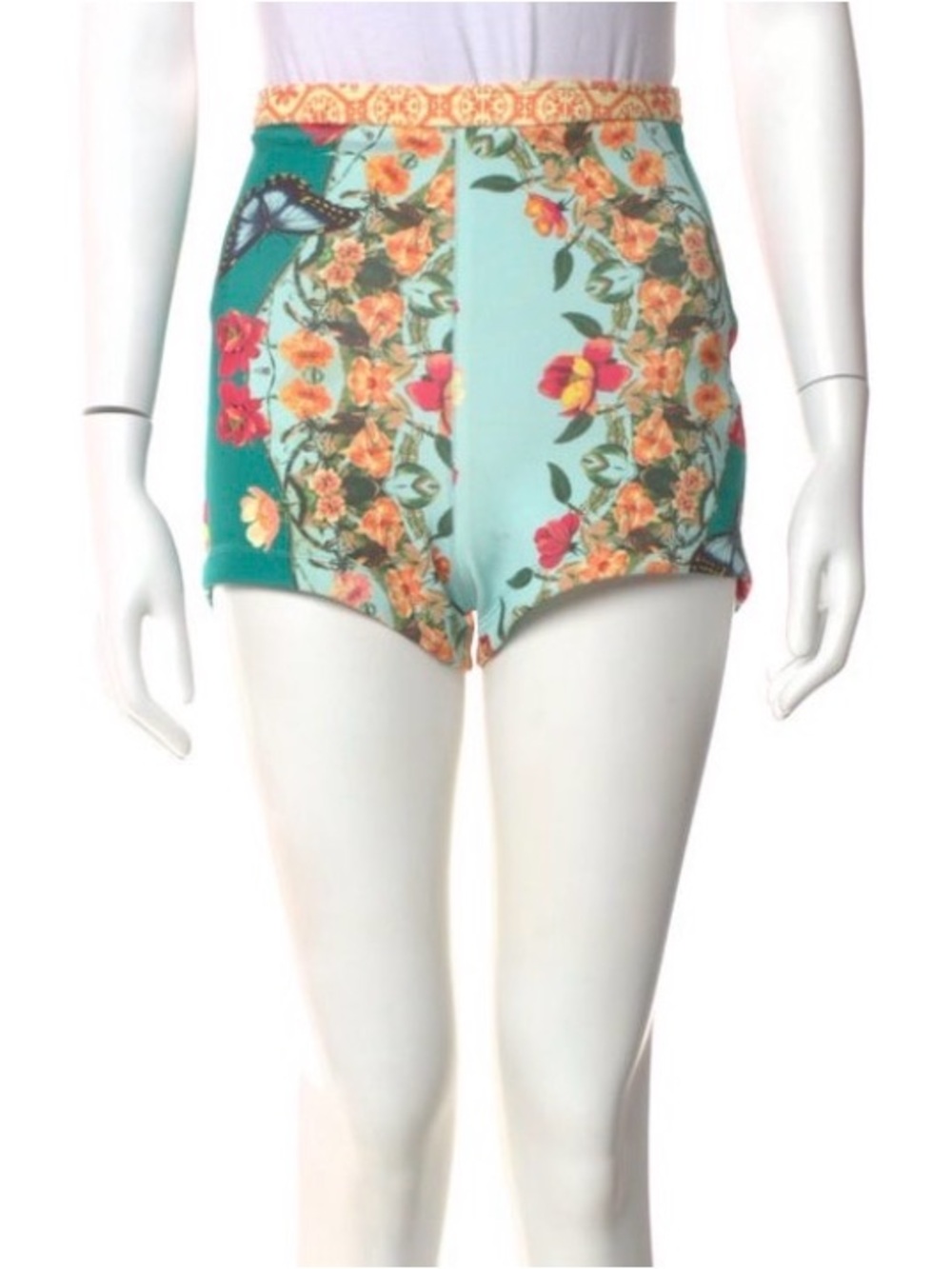 FARM Rio Yellow Printed Athletic Shorts with Teal Panels